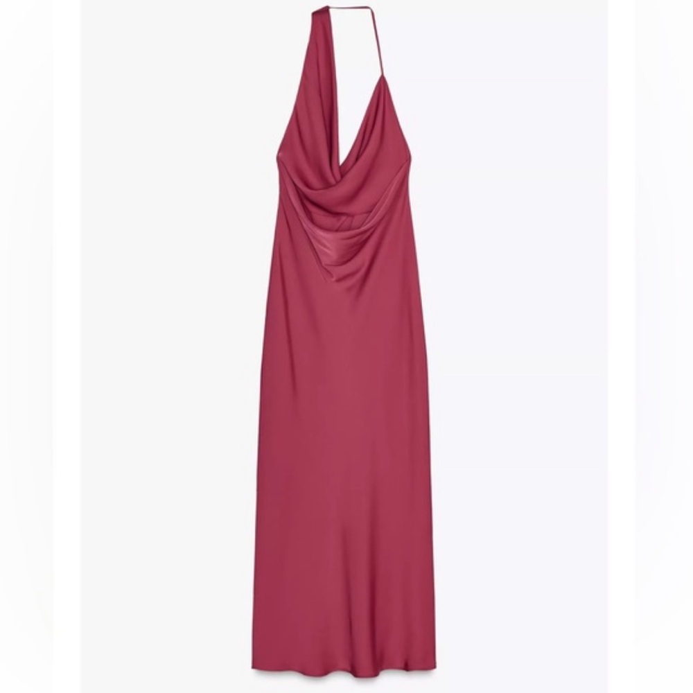 Elegant Pink Halter Dress